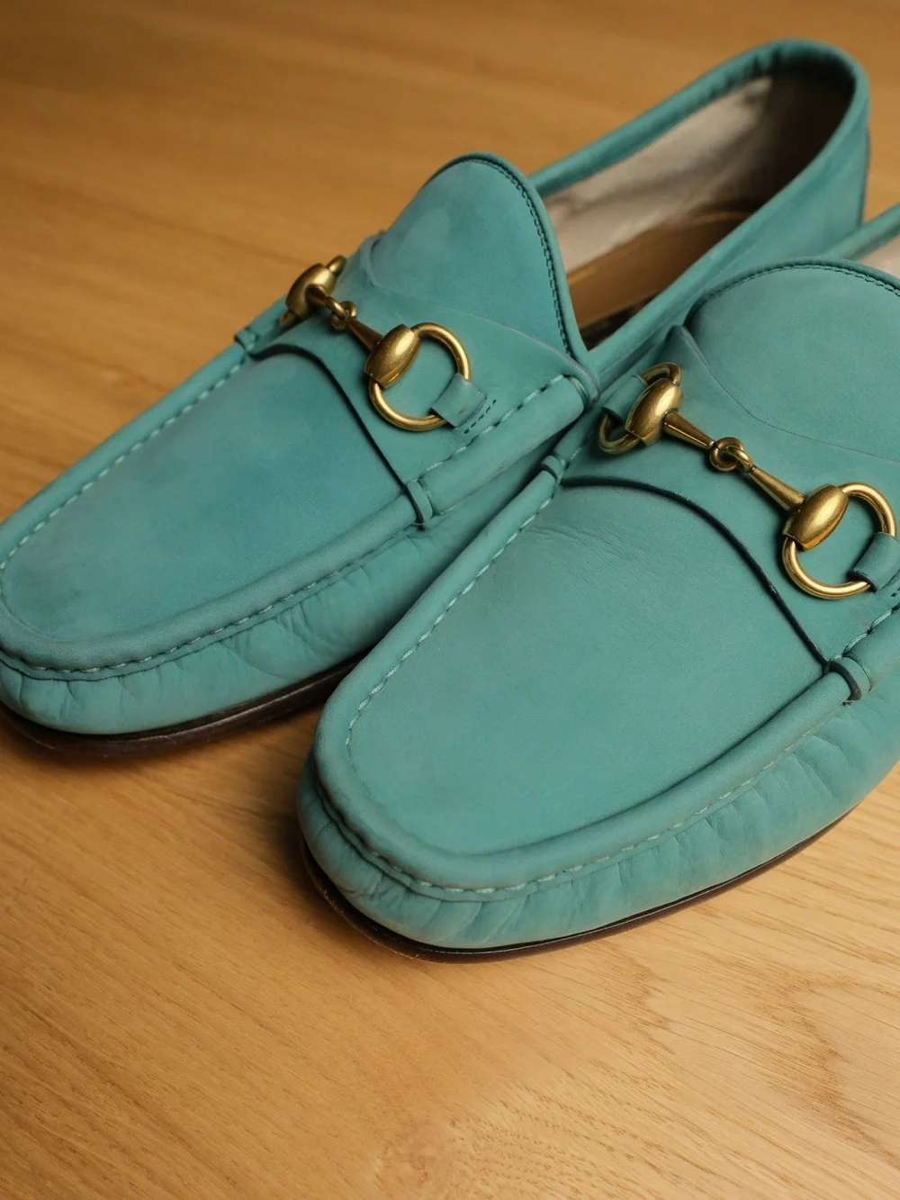 Rare Gucci 1953 Horsebit Loafers Teal Leather Size 8 With Box
